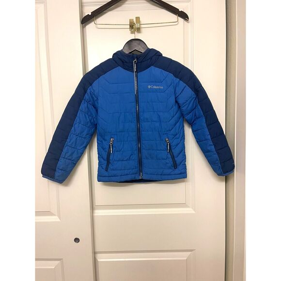 Columbia Kids Youth Boys Insulated Powder Lite Hooded Jacket Blue Size S(8) - Picture 2 of 10